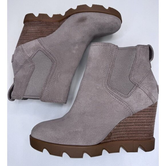 Sorel Women's Joan Uptown Wedge Chelsea Boots Taupe Suede Size 6.5 - Picture 4 of 14